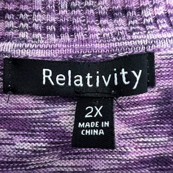 Relativity Women’s Round Neck Long Sleeve Pullover Sweater Purple Space Dye 2X - Picture 8 of 9